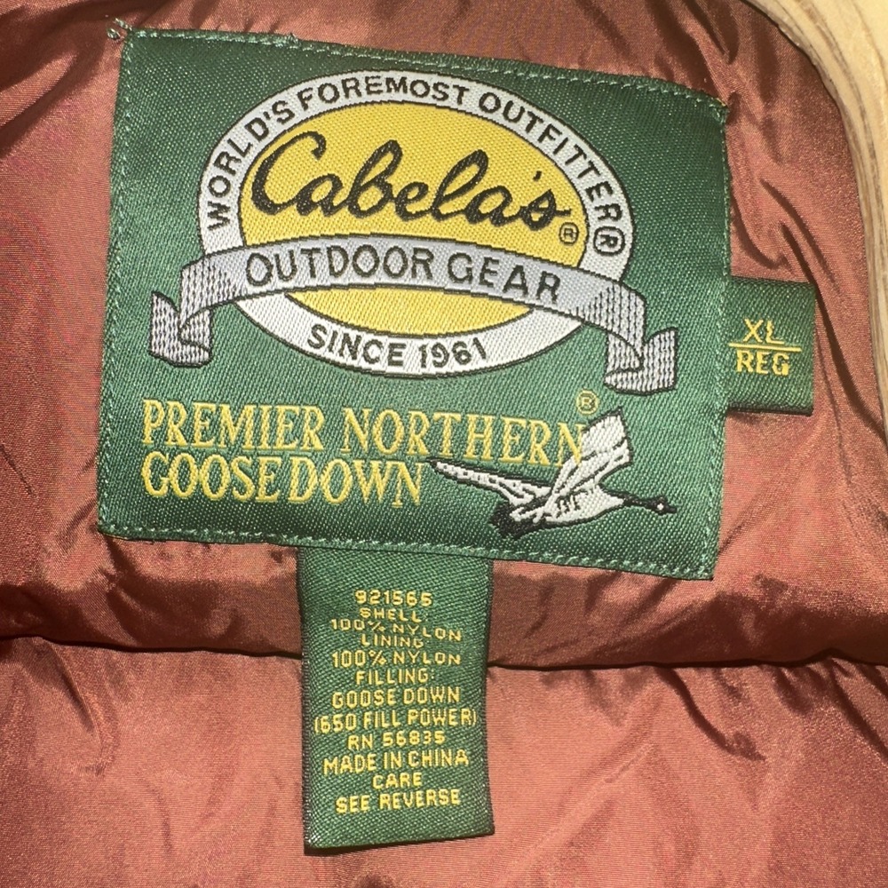 Cabelas Mens Premier Northern Goose Down Puffer Vest 650 Fill Copper XL REG - Picture 2 of 13